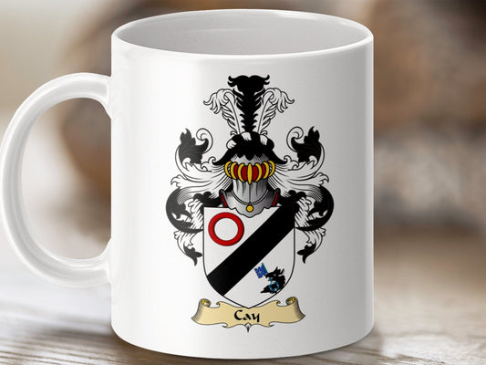 Physical Item 11oz / White Cay Family Coat Of Arms Scottish Mug