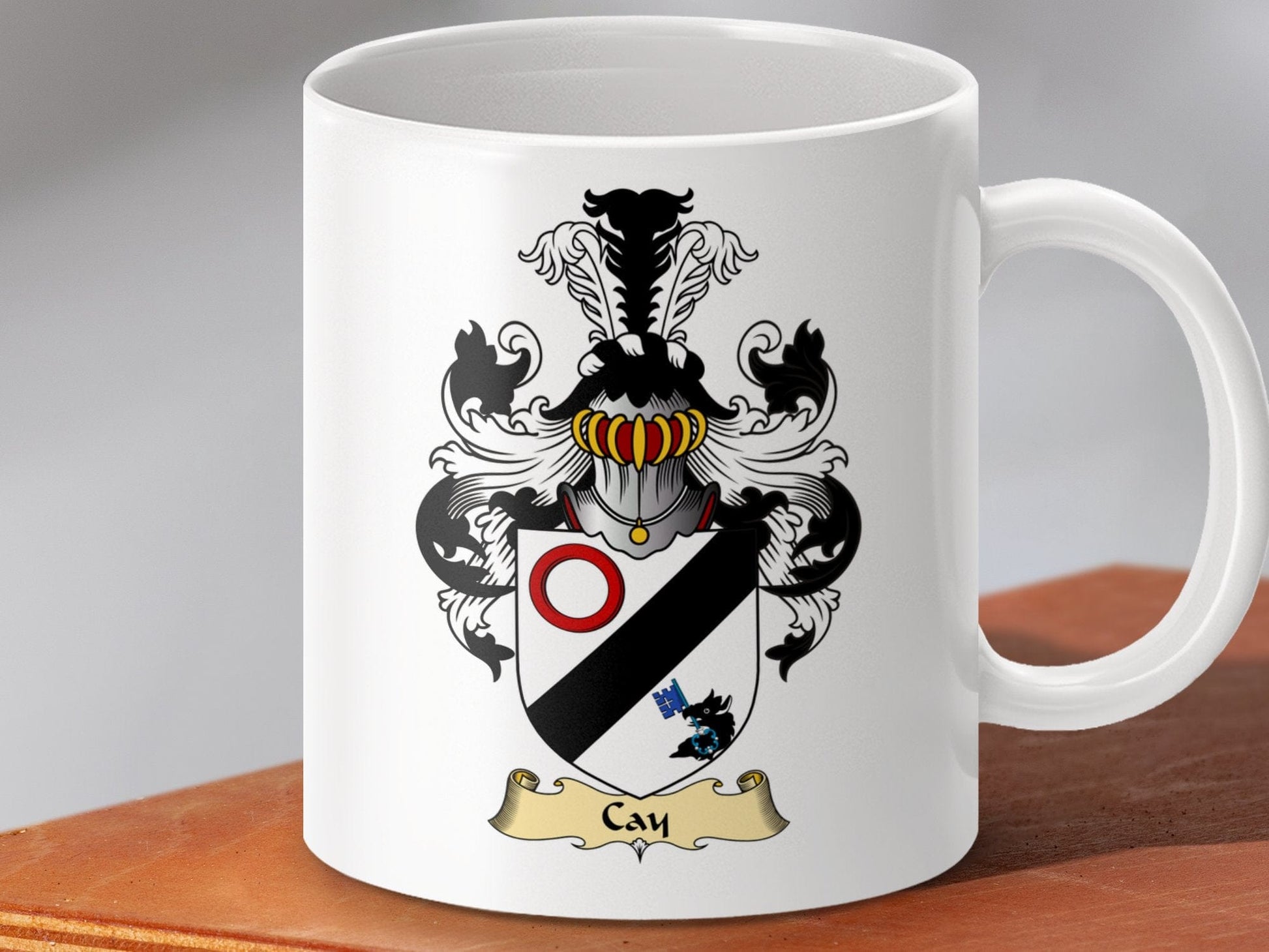 Physical Item 11oz / White Cay Family Coat Of Arms Scottish Mug