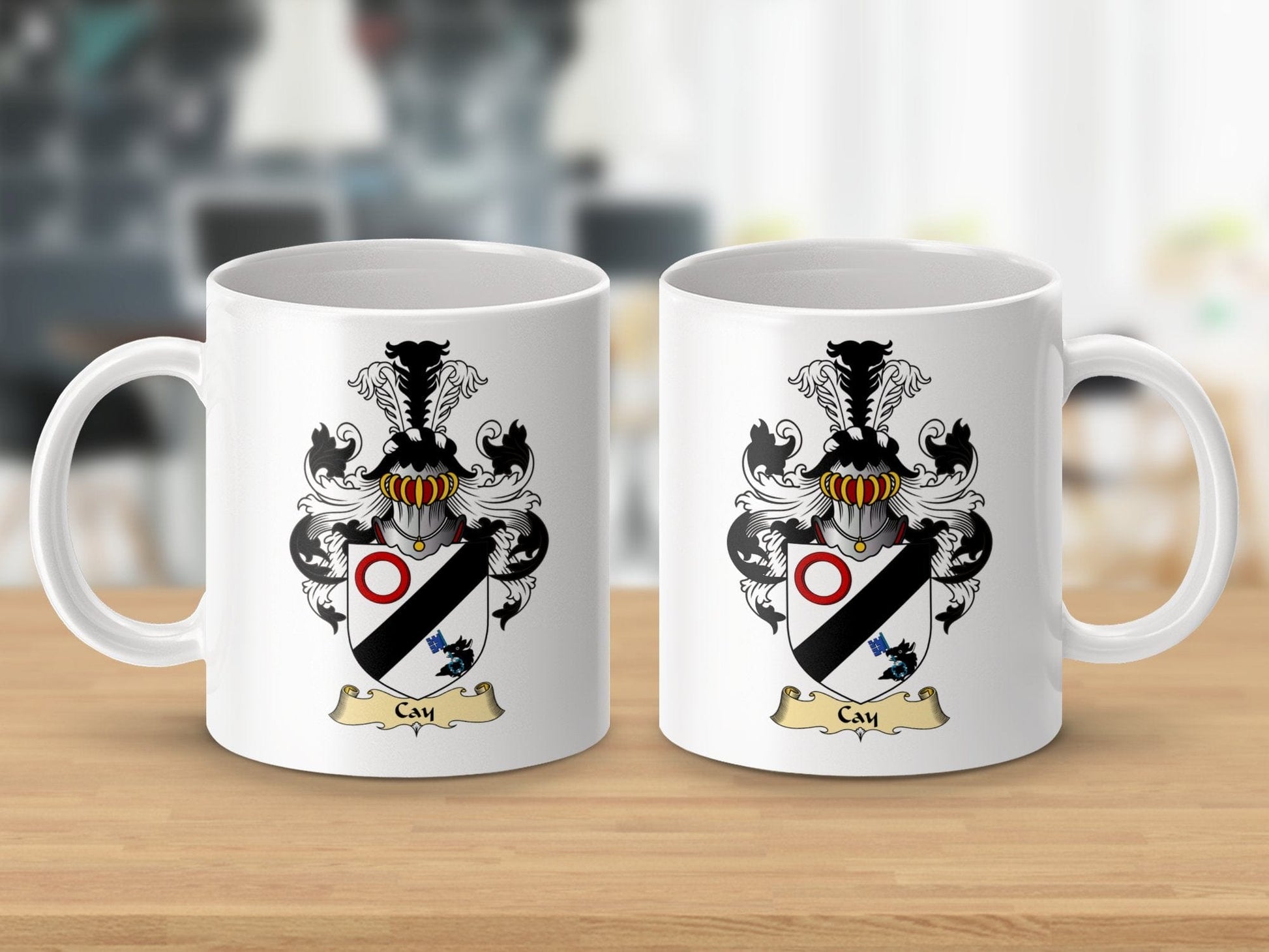 Physical Item 11oz / White Cay Family Coat Of Arms Scottish Mug