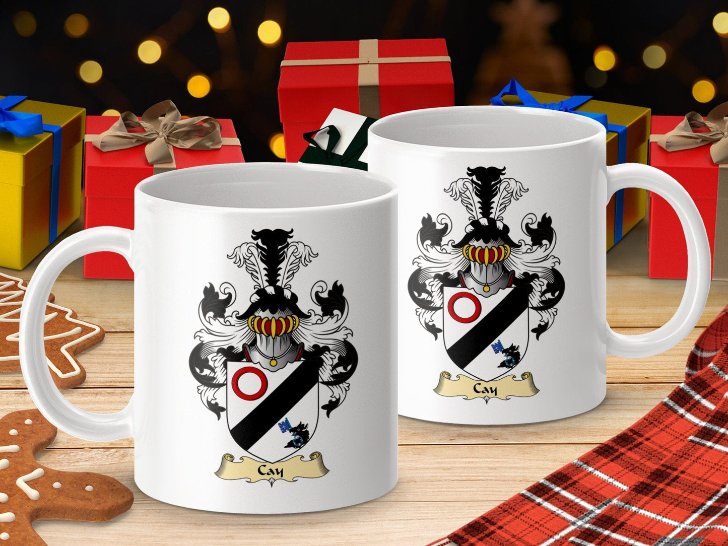 Physical Item 11oz / White Cay Family Coat Of Arms Scottish Mug