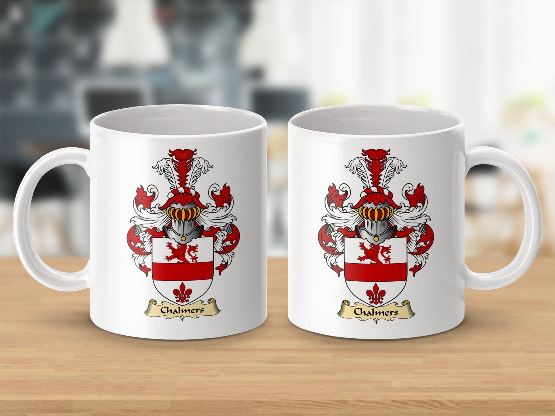 Physical Item 11oz / White Chalmers Clan Coat Of Arms Scottish Mug