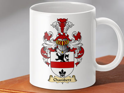 Physical Item 11oz / White Chambers Clan Coat Of Arms Scottish Mug