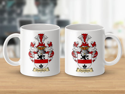 Physical Item 11oz / White Chambers Clan Coat Of Arms Scottish Mug