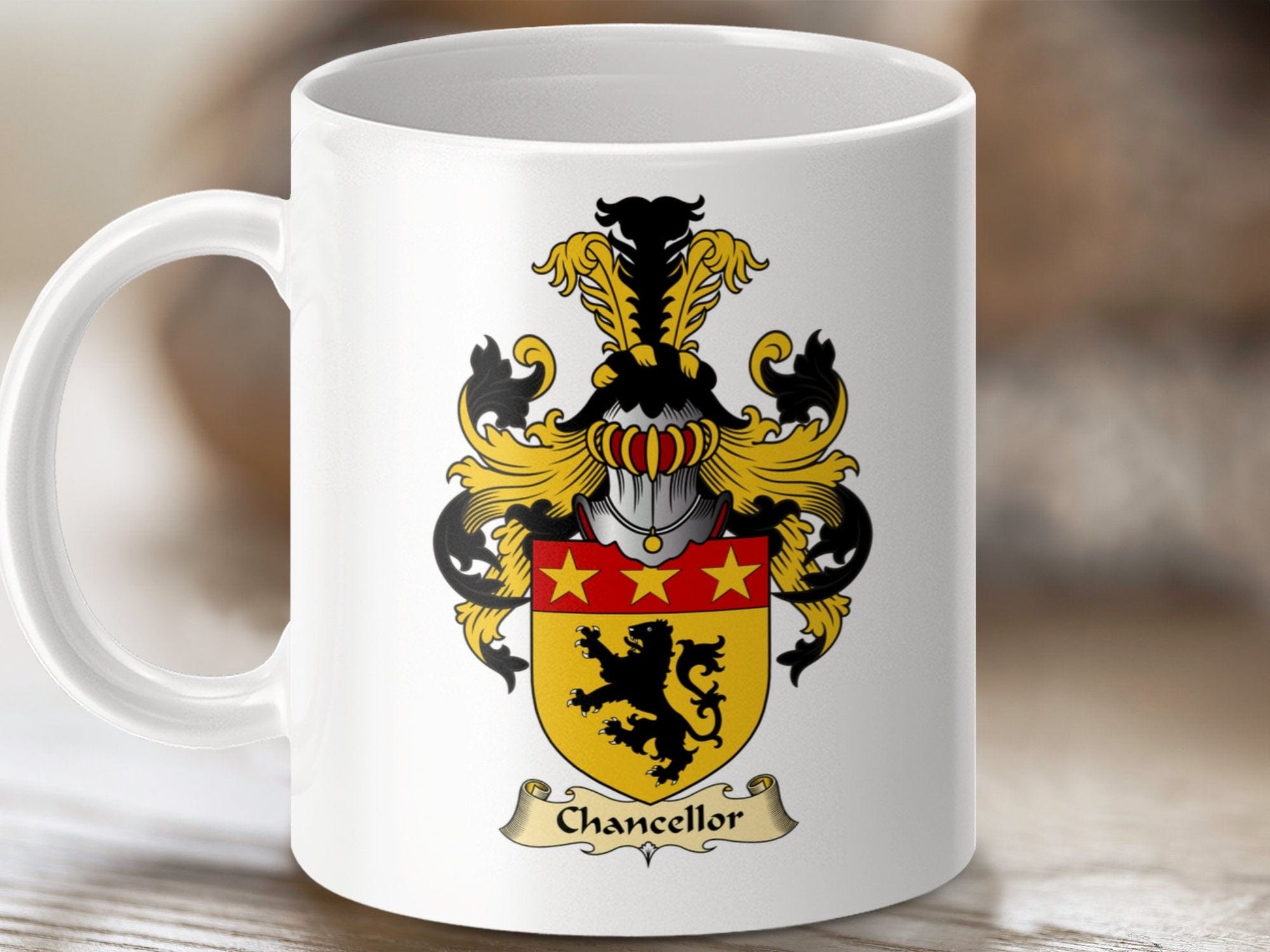 Physical Item 11oz / White Chancellor Clan Coat Of Arms Scottish Mug