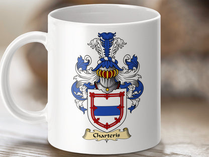 Physical Item 11oz / White Charteris Clan Coat Of Arms Scottish Mug