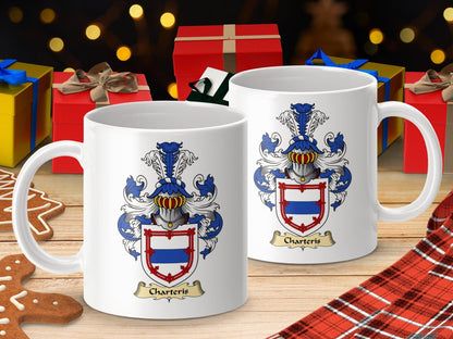 Physical Item 11oz / White Charteris Clan Coat Of Arms Scottish Mug