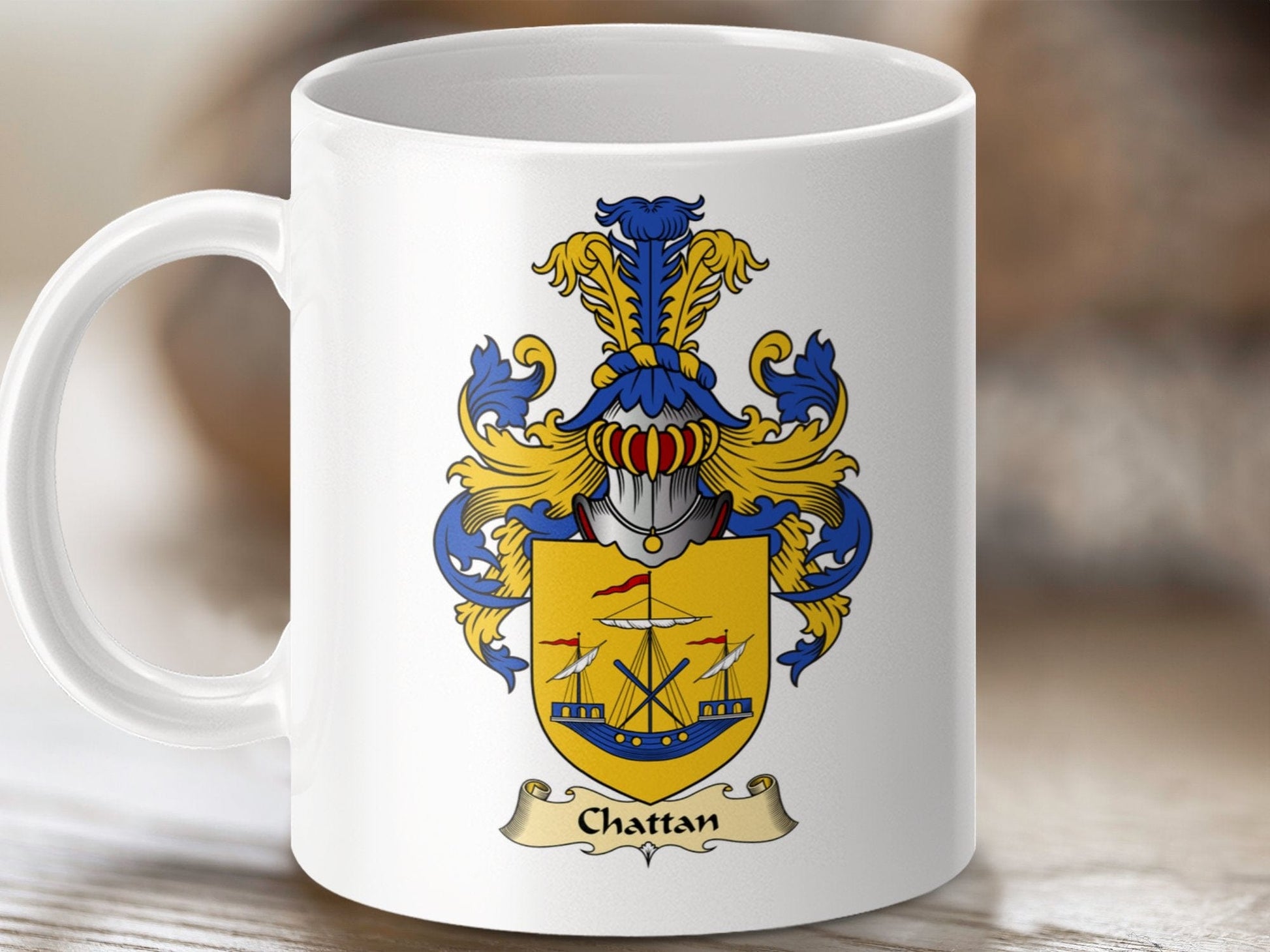 Physical Item 11oz / White Chattan Clan Coat Of Arms Scottish Mug