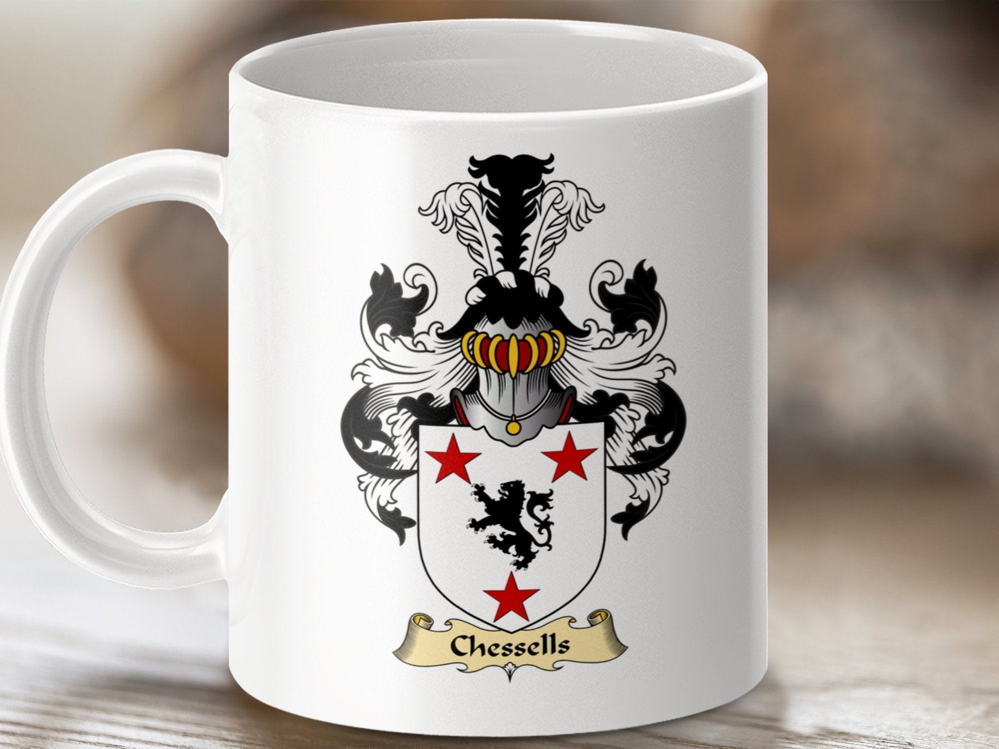 Physical Item 11oz / White Chessells Clan Coat Of Arms Family Heritage Scottish Mug