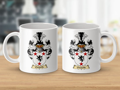 Physical Item 11oz / White Chessells Scottish Clan Coat Of Arms Coffee Mug