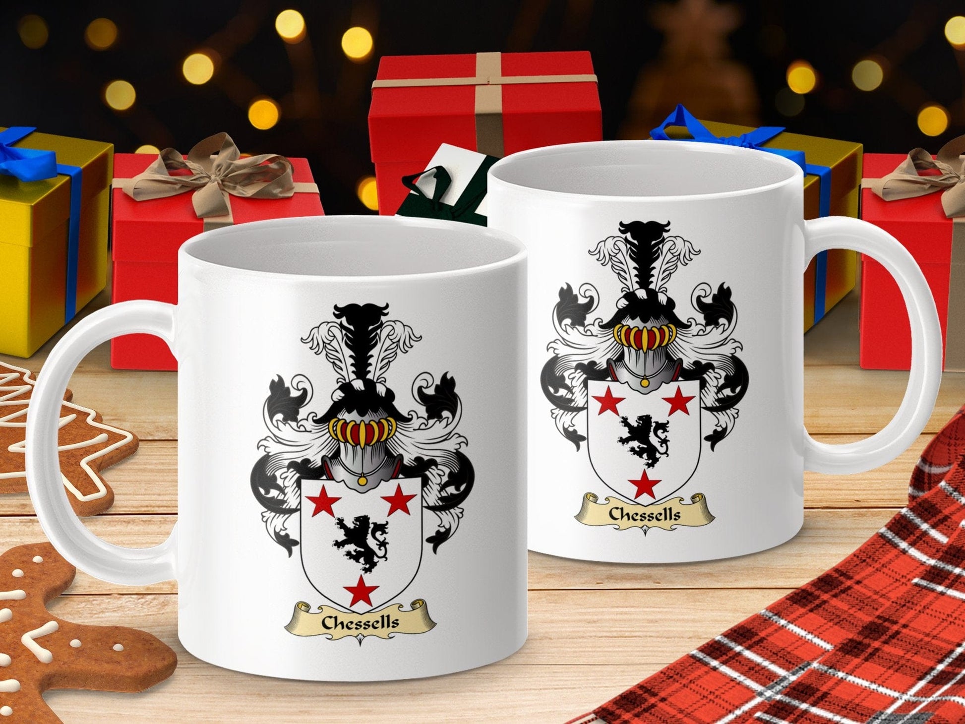 Physical Item 11oz / White Chessells Scottish Clan Coat Of Arms Coffee Mug