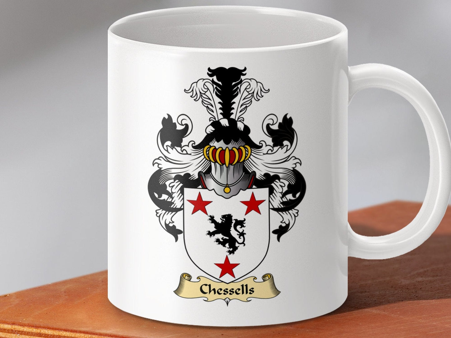 Physical Item 11oz / White Chessells Scottish Clan Coat Of Arms Coffee Mug