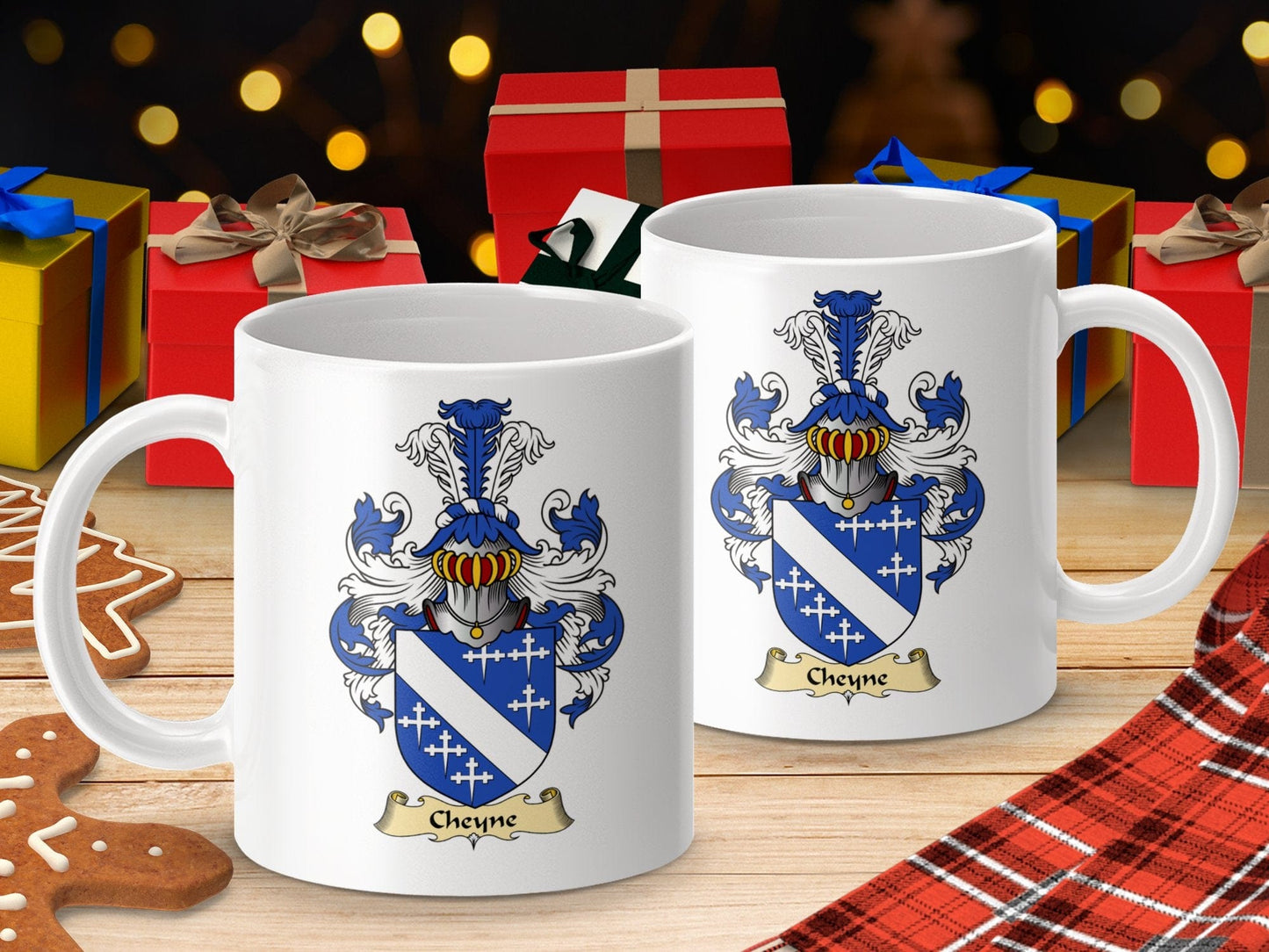 Physical Item 11oz / White Cheyne Clan Coat Of Arms Scottish Mug