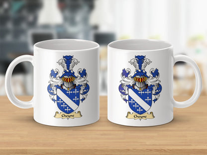 Physical Item 11oz / White Cheyne Clan Coat Of Arms Scottish Mug