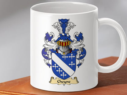 Physical Item 11oz / White Cheyne Clan Coat Of Arms Scottish Mug