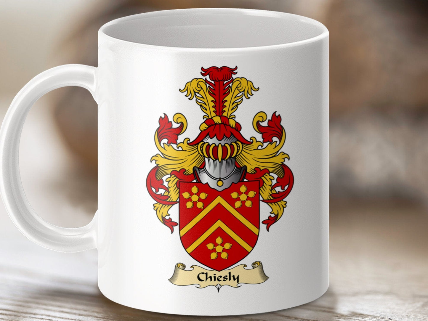 Physical Item 11oz / White Chiesly Clan Coat Of Arms Scottish Mug