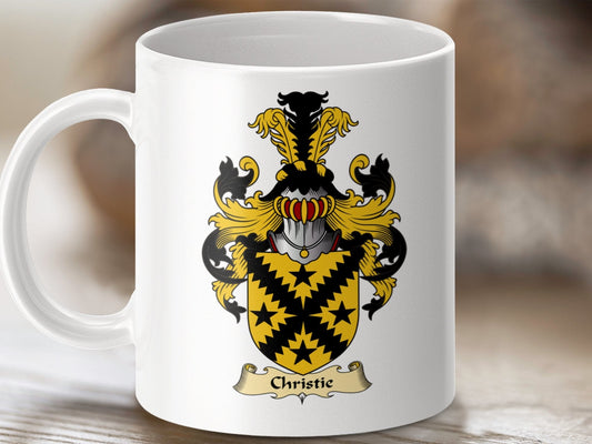 Physical Item 11oz / White Christie Clan Coat Of Arms Scottish Mug