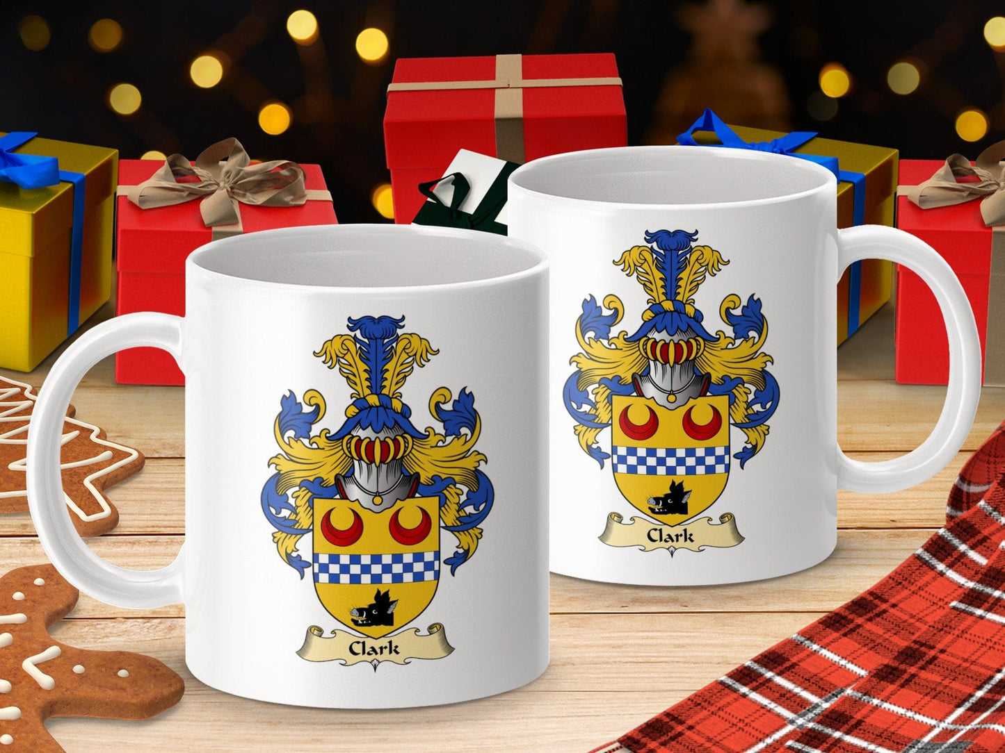 Physical Item 11oz / White Clark Clan Coat Of Arms Scottish Mug