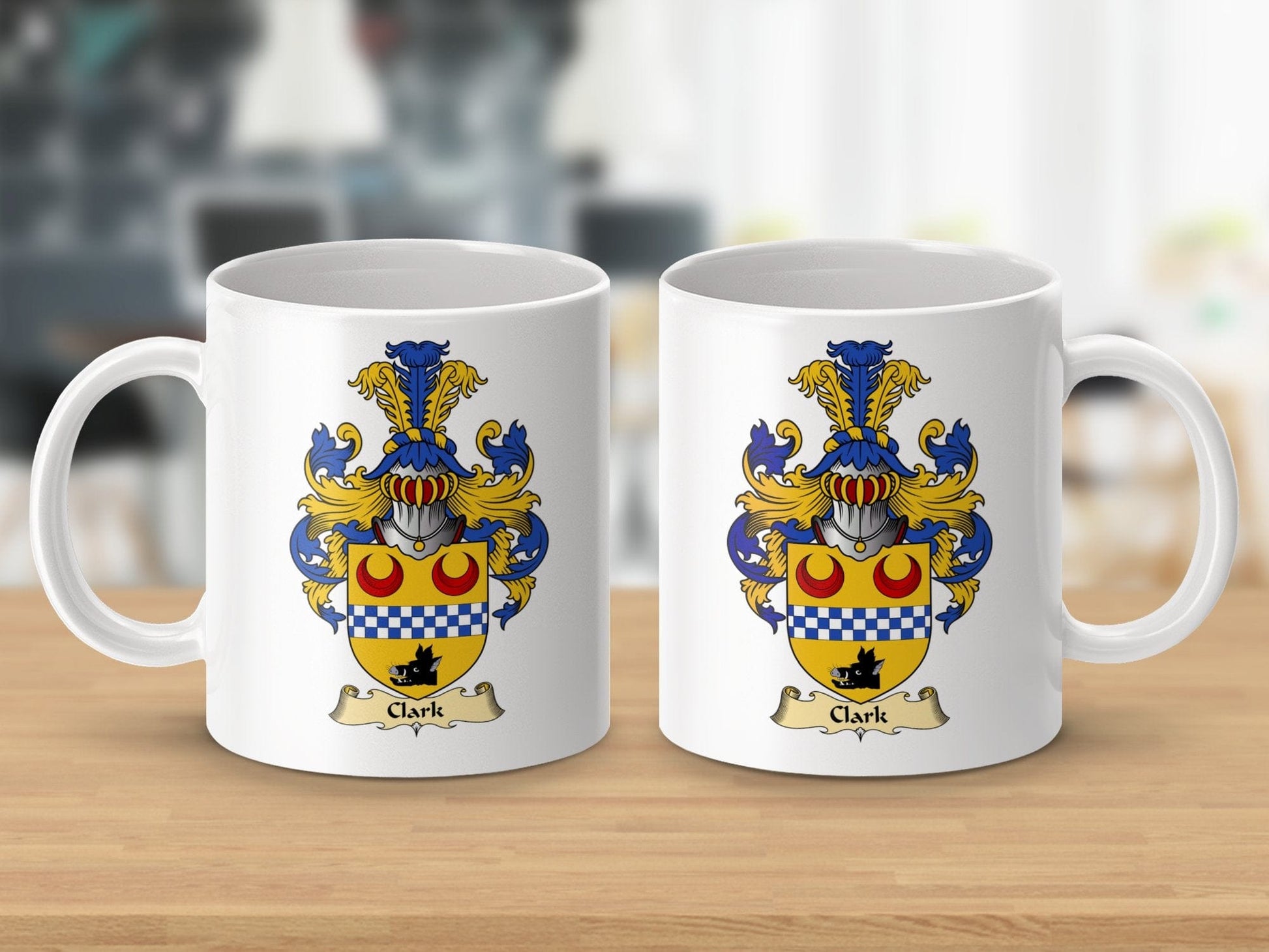 Physical Item 11oz / White Clark Clan Coat Of Arms Scottish Mug