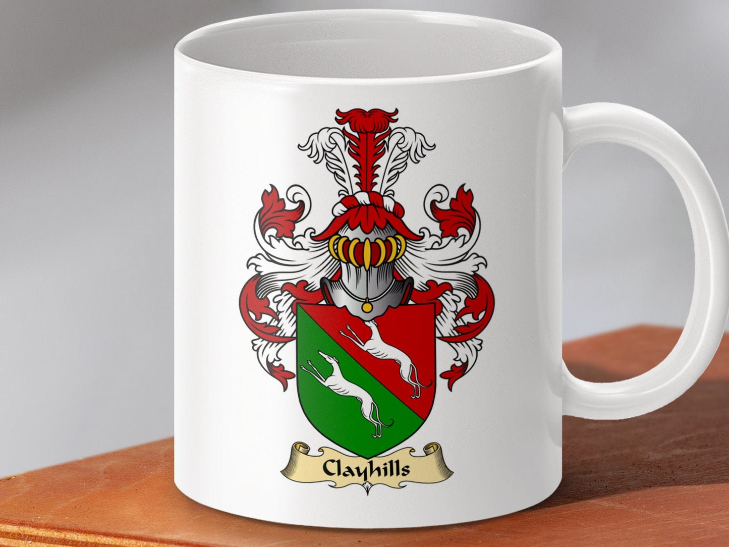 Physical Item 11oz / White Clayhills Coat Of Arms Scottish Heraldry Crest Mug