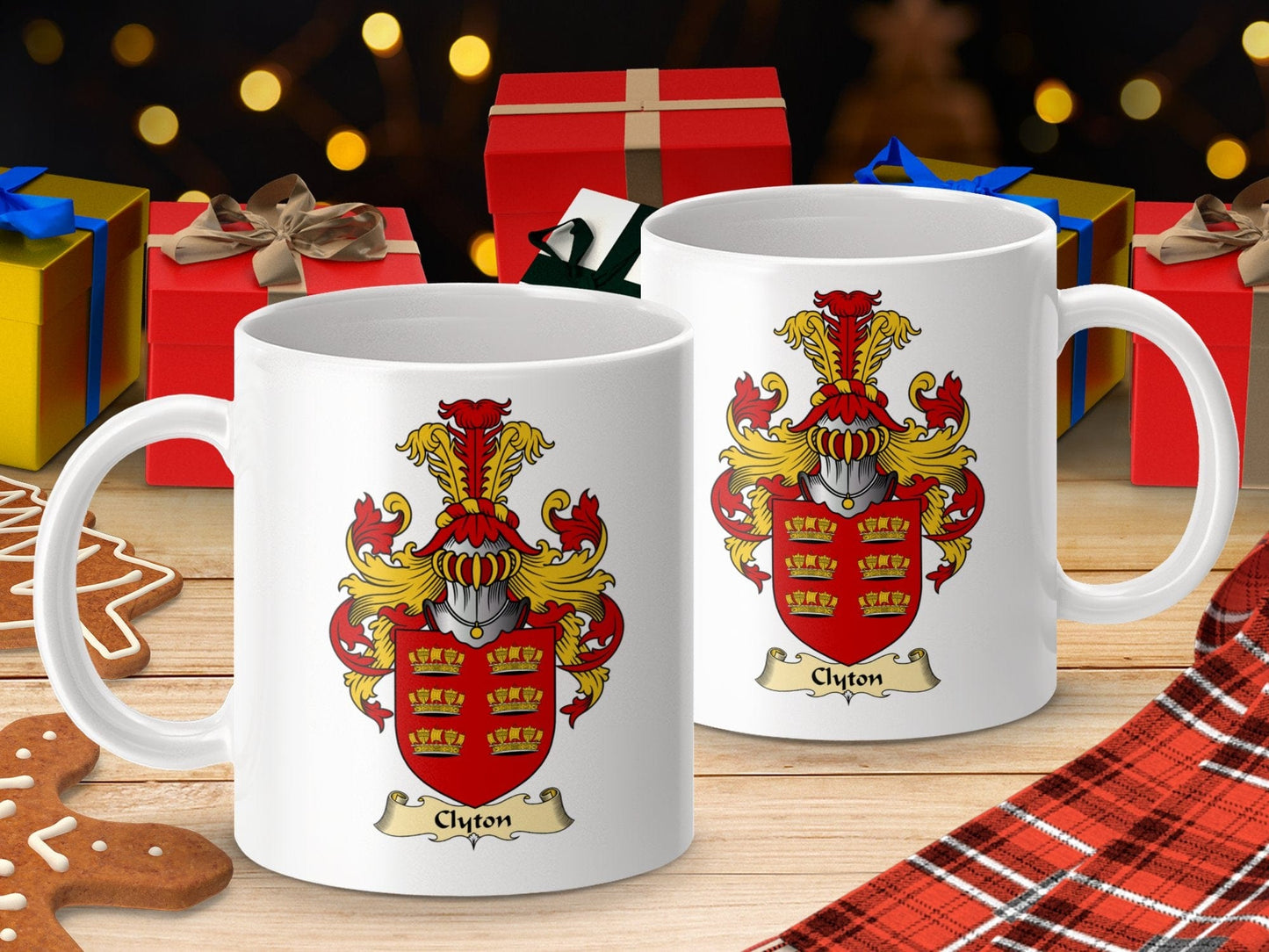 Physical Item 11oz / White Clayton Clan Coat Of Arms Scottish Mug