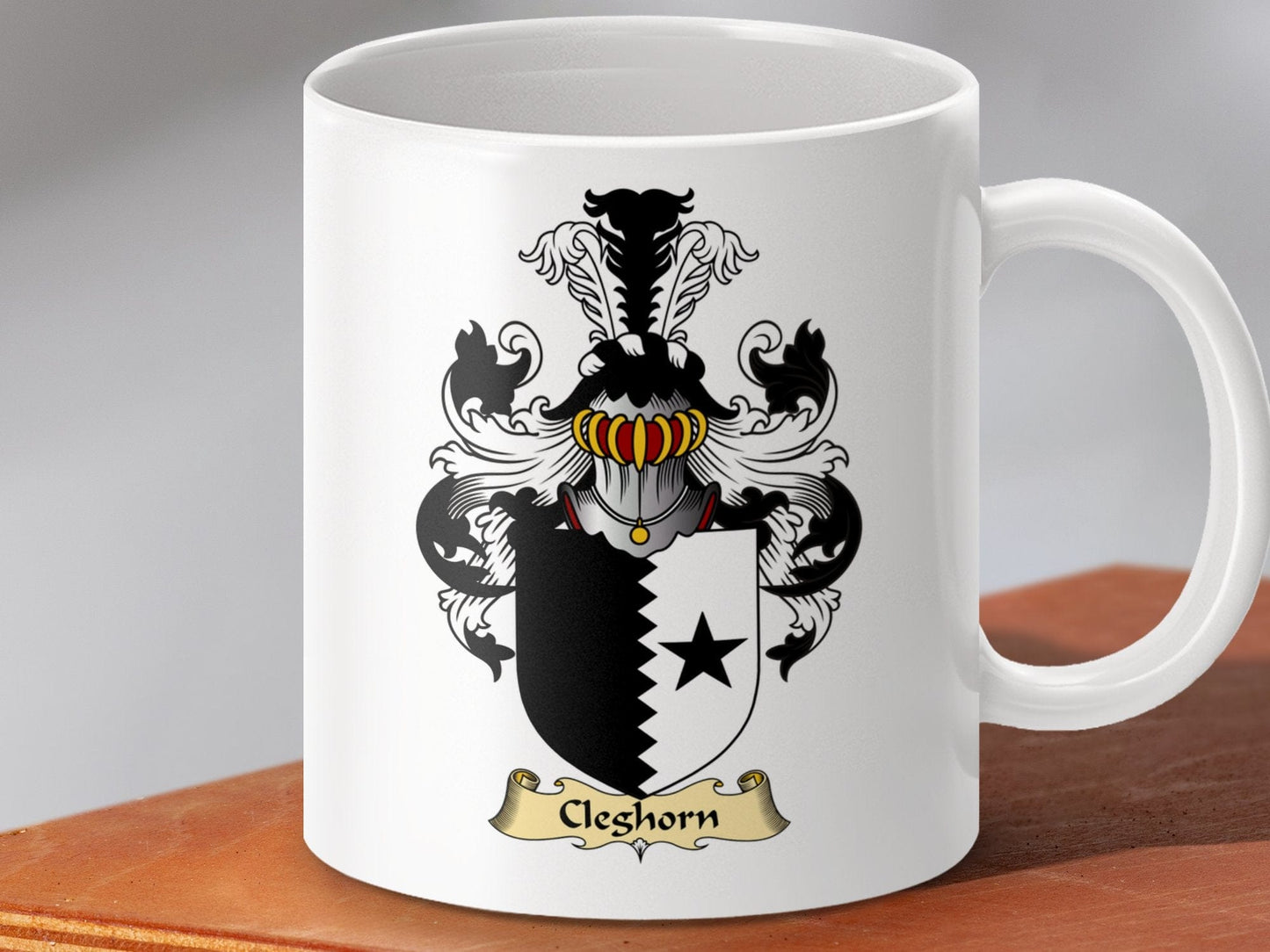 Physical Item 11oz / White Cleghorn Clan Coat Of Arms Scottish Mug