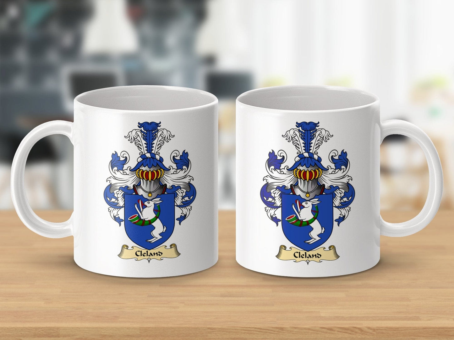 Physical Item 11oz / White Cleland Clan Coat Of Arms Scottish Mug