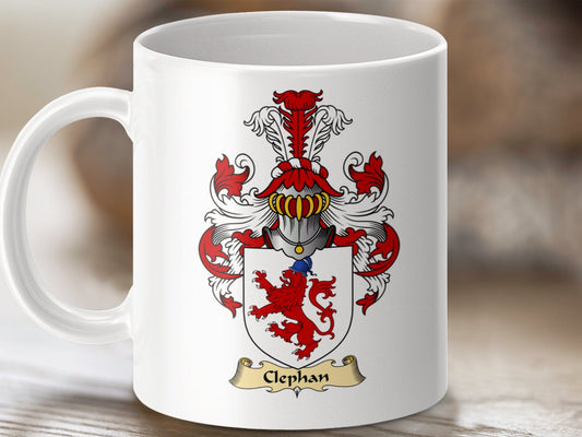 Physical Item 11oz / White Clephan Clan Coat Of Arms Scottish Mug