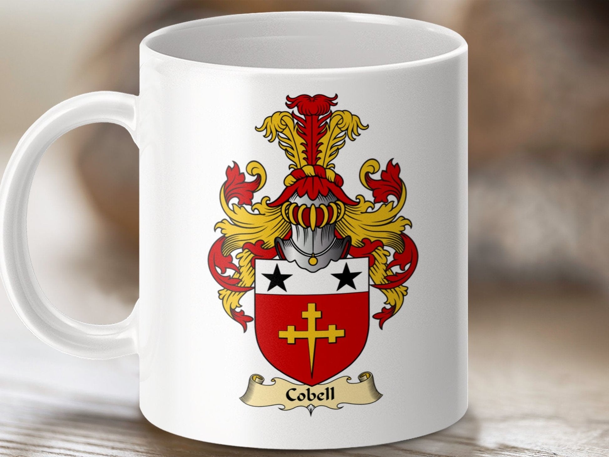 Physical Item 11oz / White Cobell Clan Coat Of Arms Scottish Mug