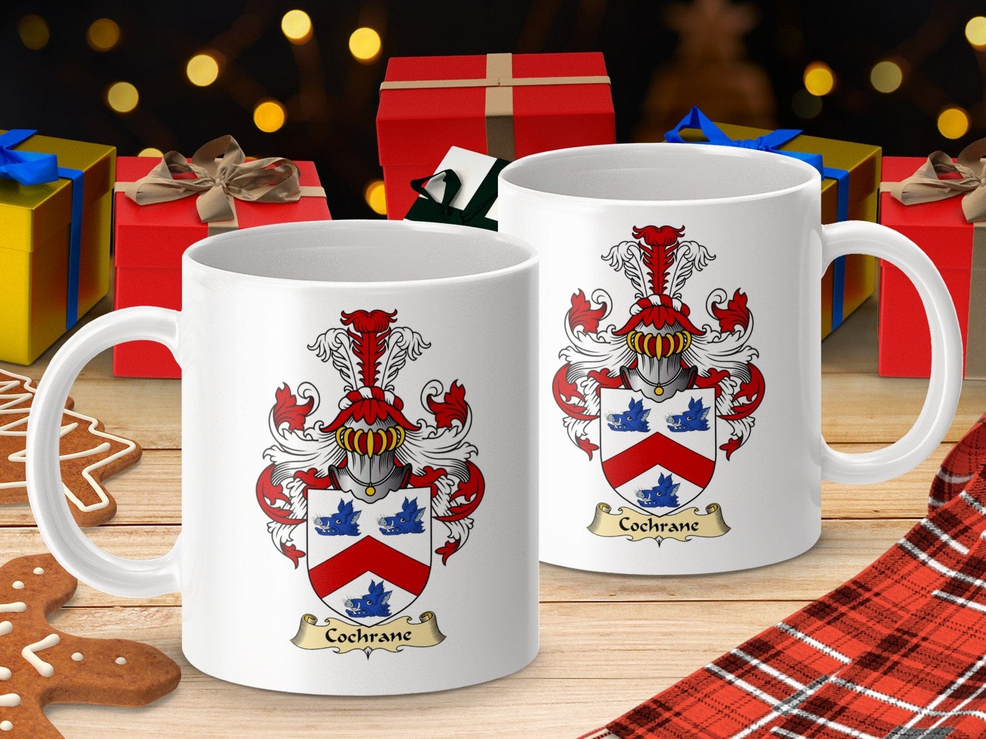 Physical Item 11oz / White Cochrane Clan Coat Of Arms Scottish Mug