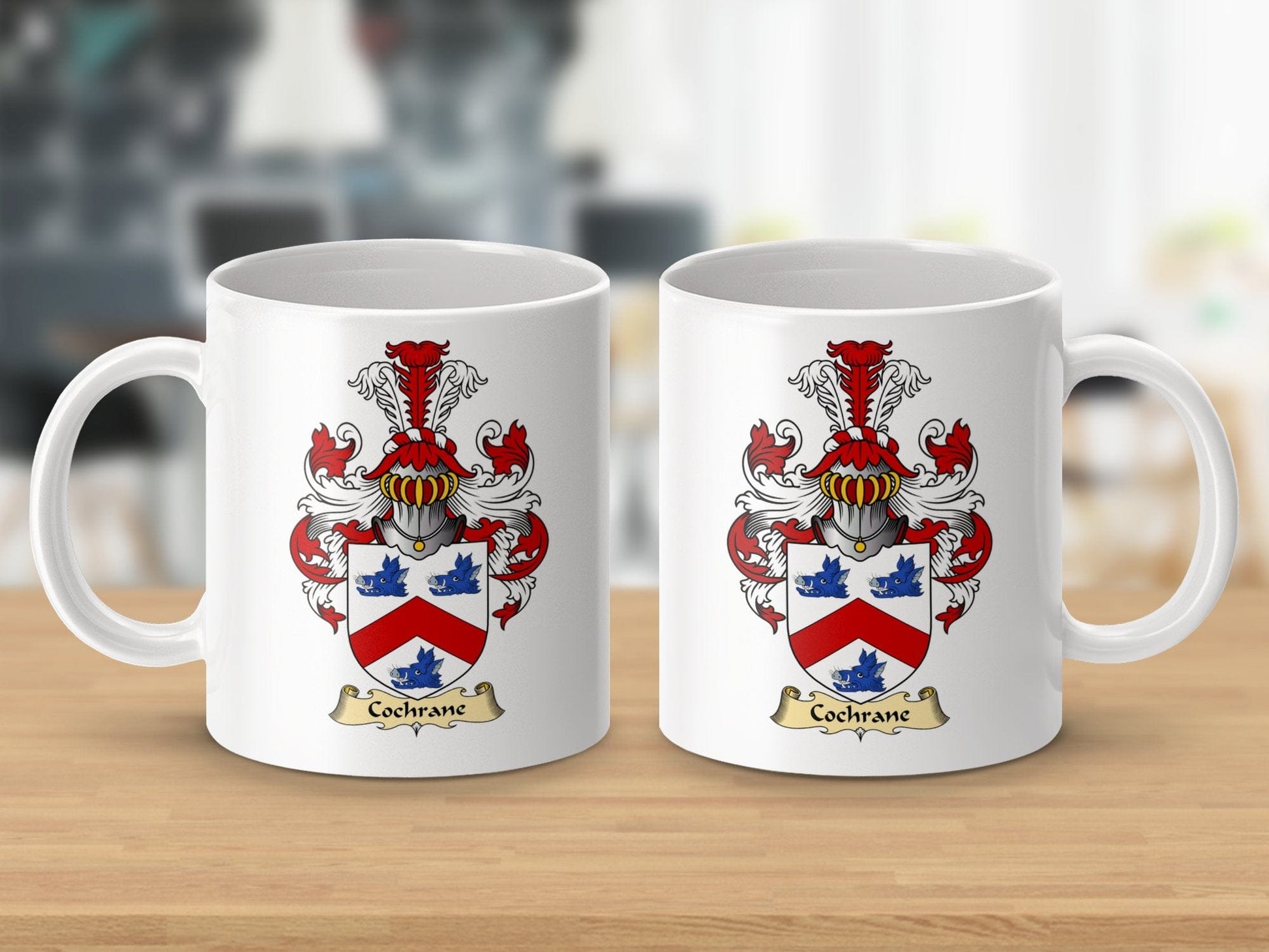 Physical Item 11oz / White Cochrane Clan Coat Of Arms Scottish Mug