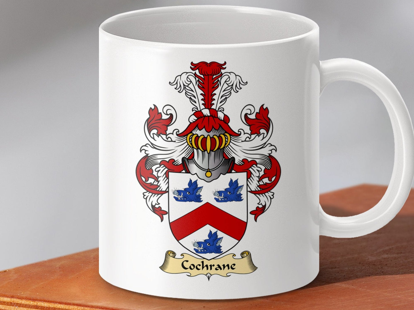 Physical Item 11oz / White Cochrane Clan Coat Of Arms Scottish Mug