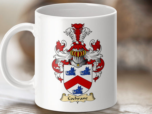 Physical Item 11oz / White Cochrane Clan Coat Of Arms Scottish Mug