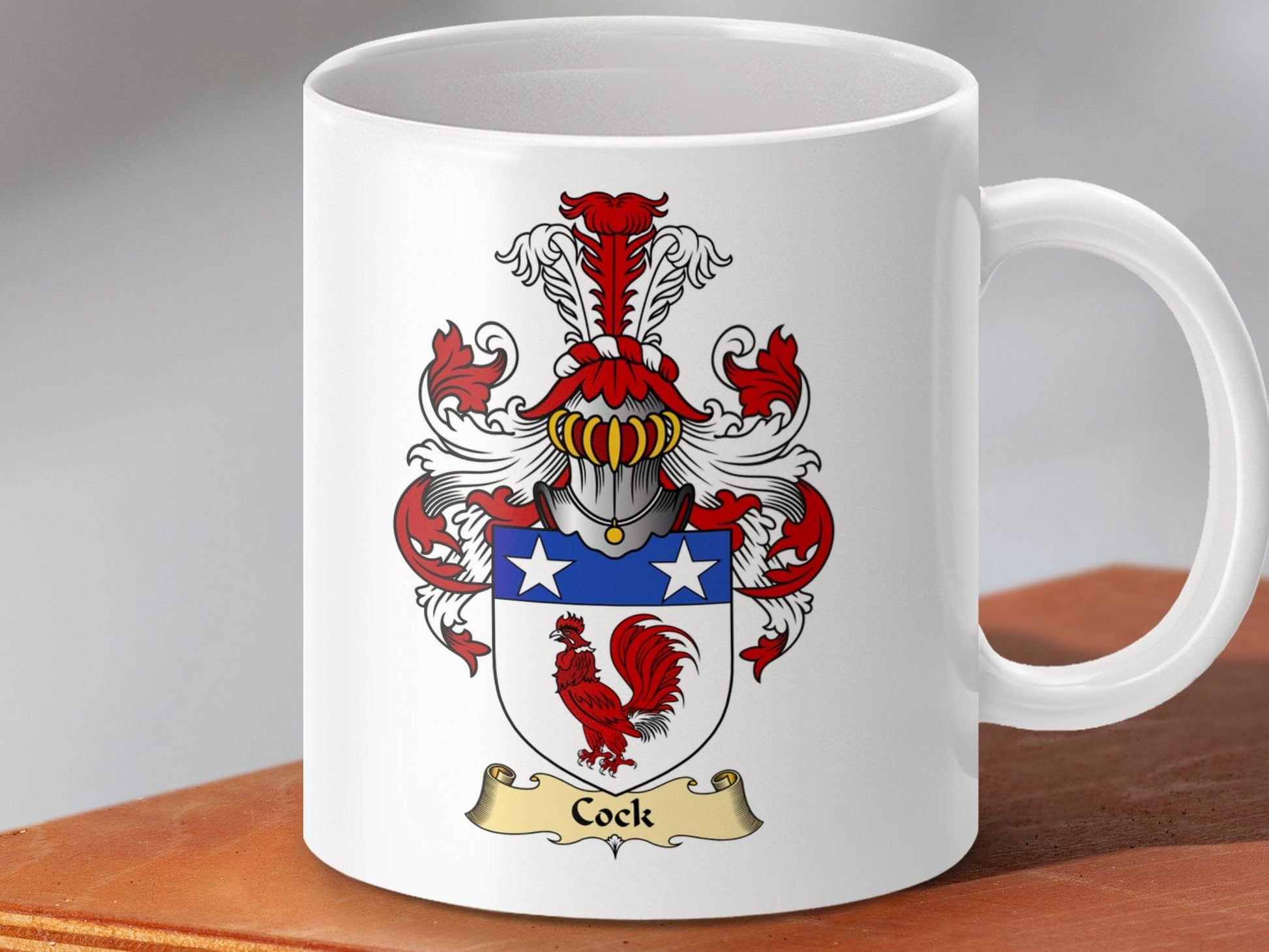 Physical Item 11oz / White Cock Clan Coat Of Arms Scottish Mug