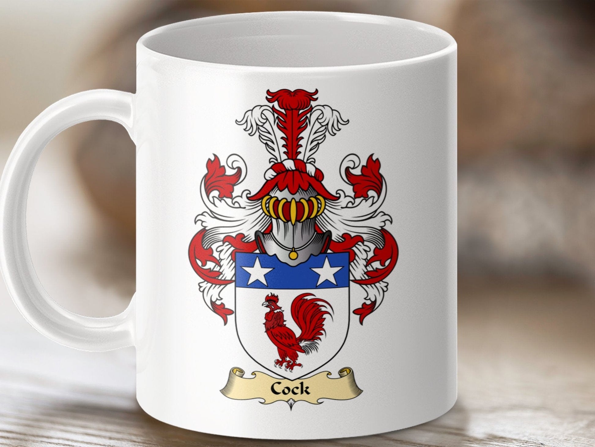 Physical Item 11oz / White Cock Clan Coat Of Arms Scottish Mug