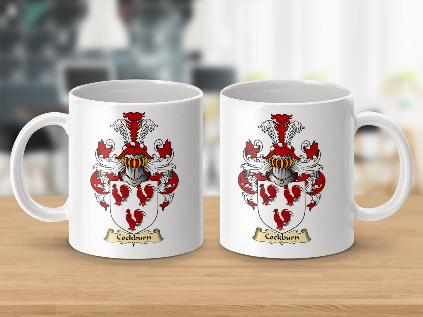 Physical Item 11oz / White Cockburn Clan Coat Of Arms Scottish Mug