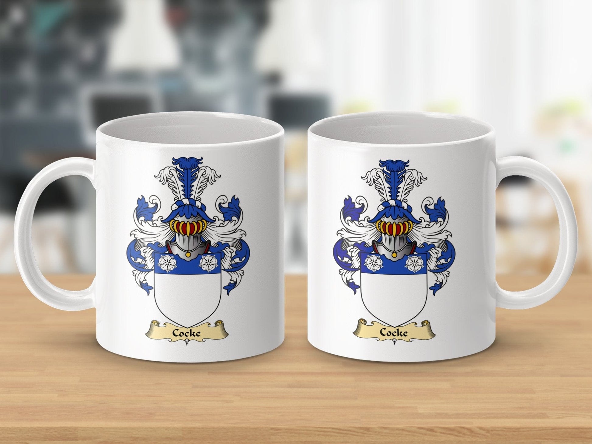 Physical Item 11oz / White Cocke Coat Of Arms Scottish Clan Heritage Mug