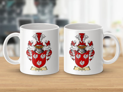 Physical Item 11oz / White Cockie Clan Coat Of Arms Scottish Mug