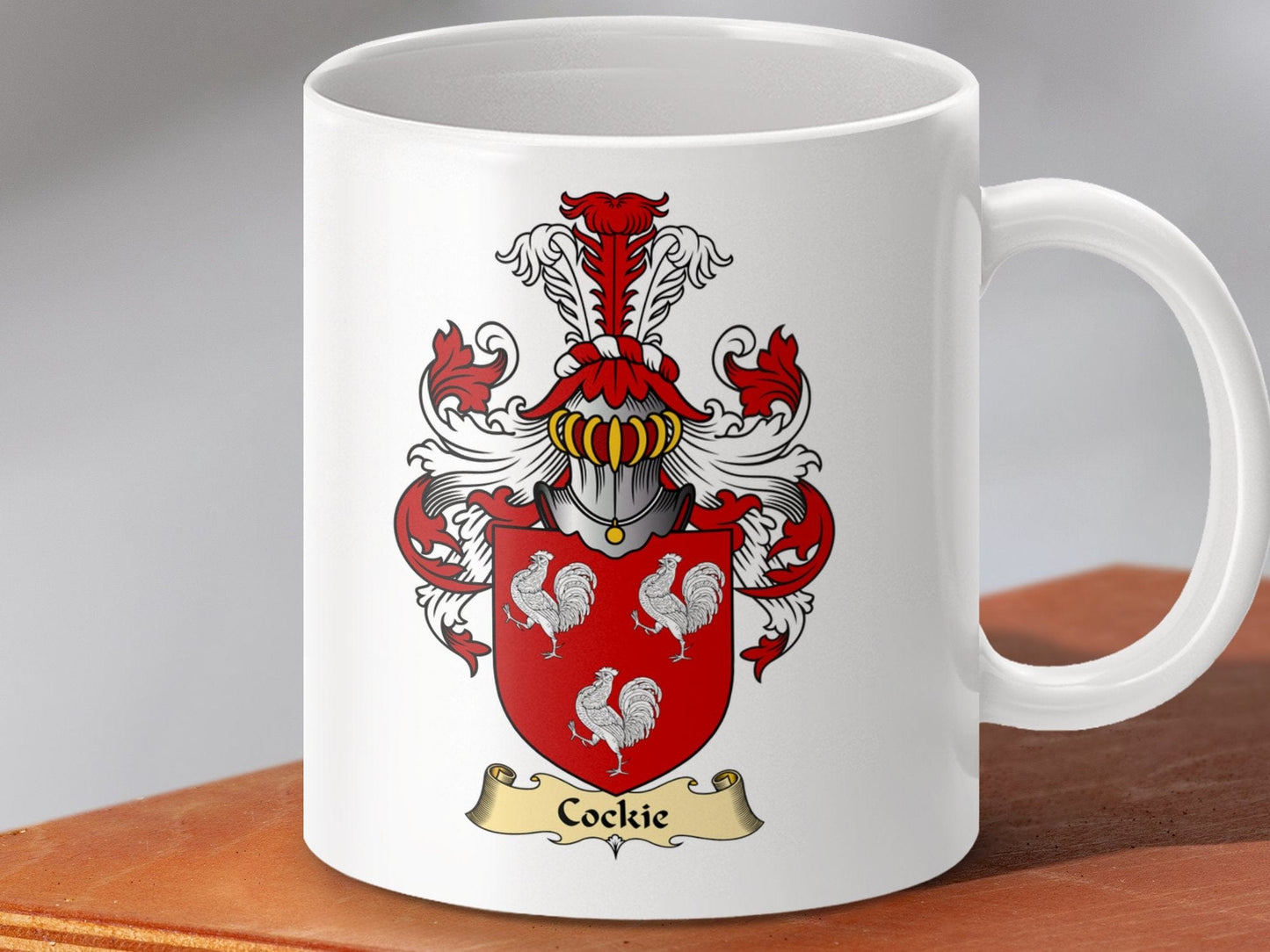 Physical Item 11oz / White Cockie Clan Coat Of Arms Scottish Mug