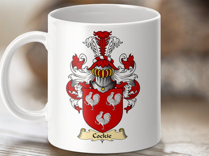 Physical Item 11oz / White Cockie Clan Coat Of Arms Scottish Mug