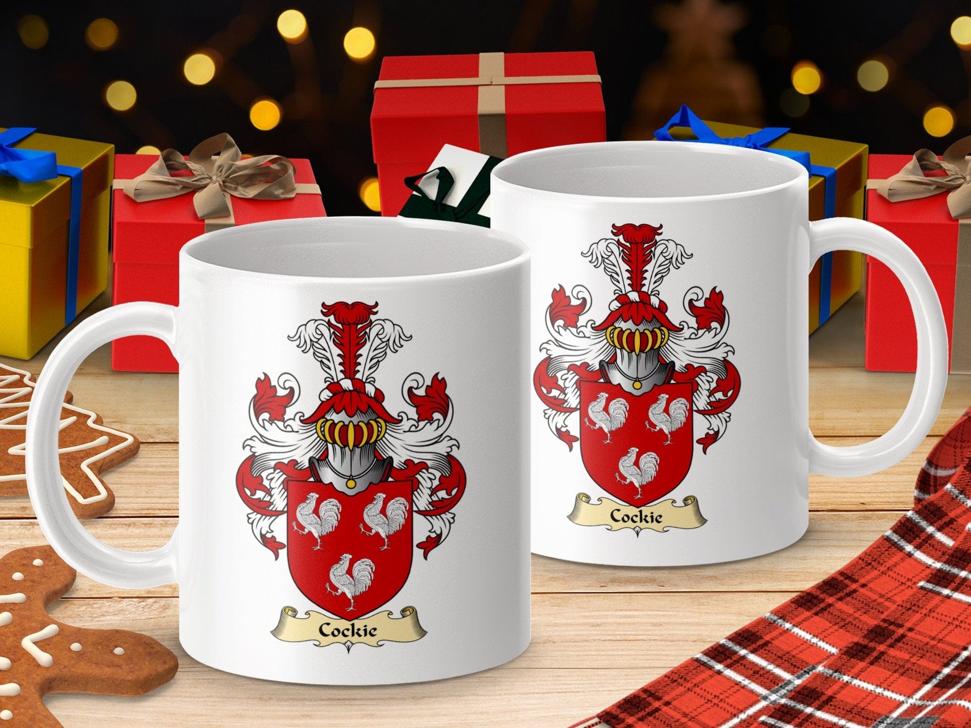 Physical Item 11oz / White Cockie Clan Coat Of Arms Scottish Mug