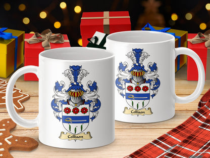 Physical Item 11oz / White Collison Clan Coat Of Arms Scottish Mug