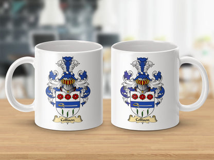 Physical Item 11oz / White Collison Clan Coat Of Arms Scottish Mug