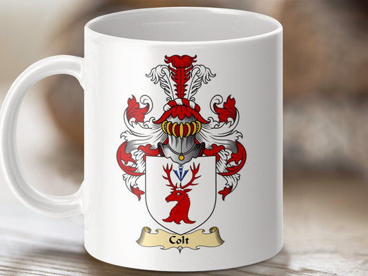 Physical Item 11oz / White Colt Clan Coat Of Arms Scottish Mug