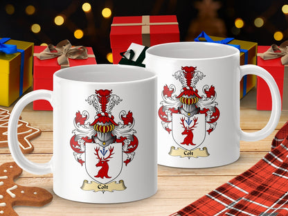 Physical Item 11oz / White Colt Clan Coat Of Arms Scottish Mug