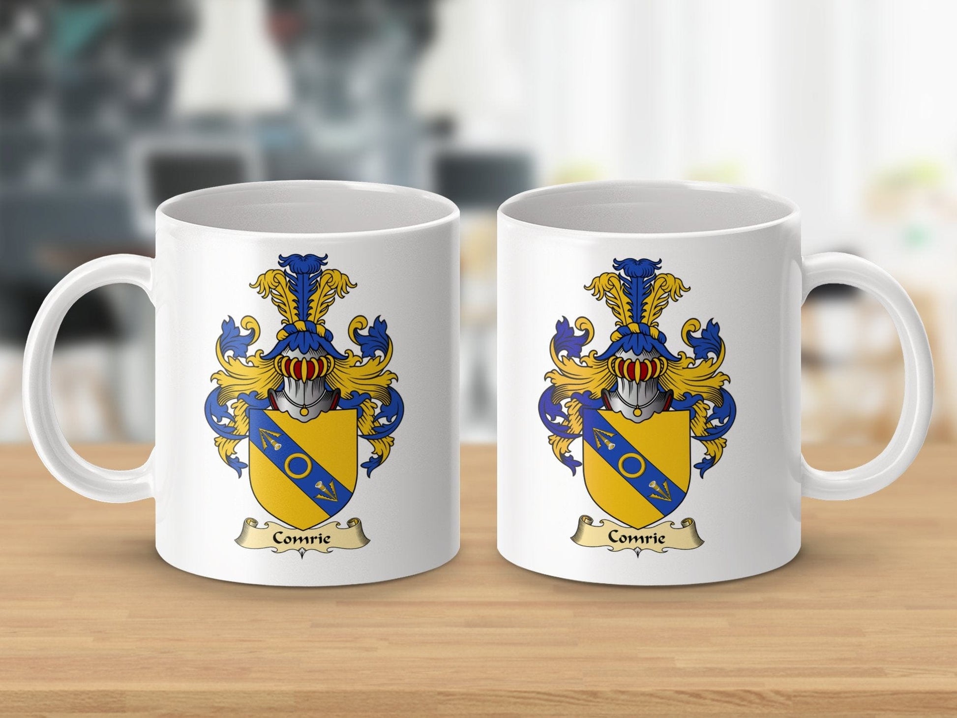 Physical Item 11oz / White Comrie Clan Coat Of Arms Scottish Mug