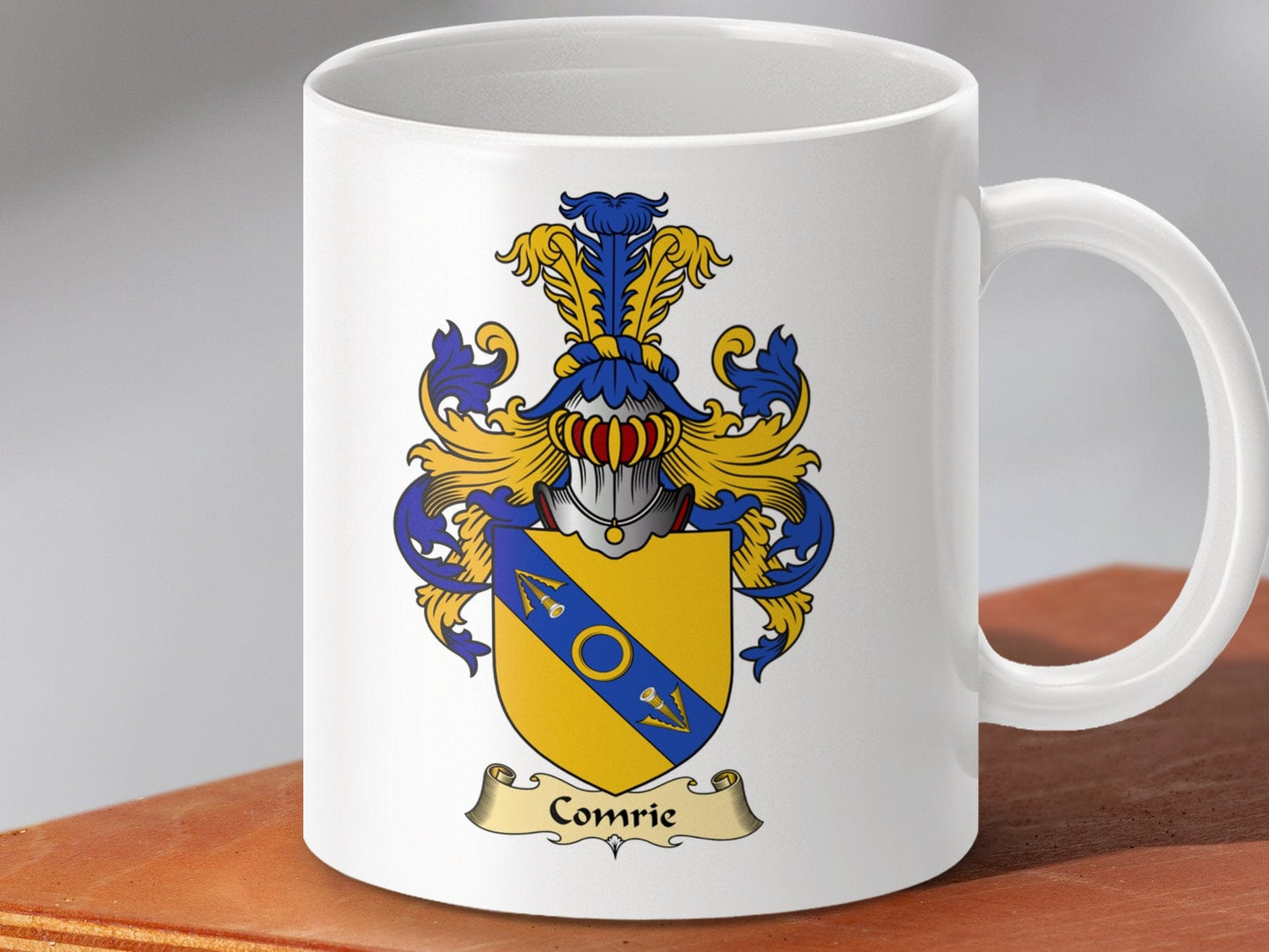 Physical Item 11oz / White Comrie Clan Coat Of Arms Scottish Mug