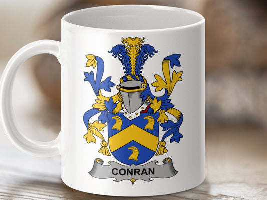 Physical Item 11oz / White Conran Surname Irish Heraldry Ceramic Mug