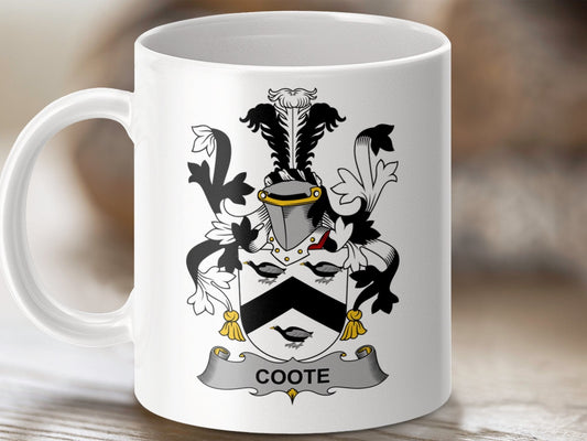 Physical Item 11oz / White Coote Surname Irish Heraldry Ceramic Mug