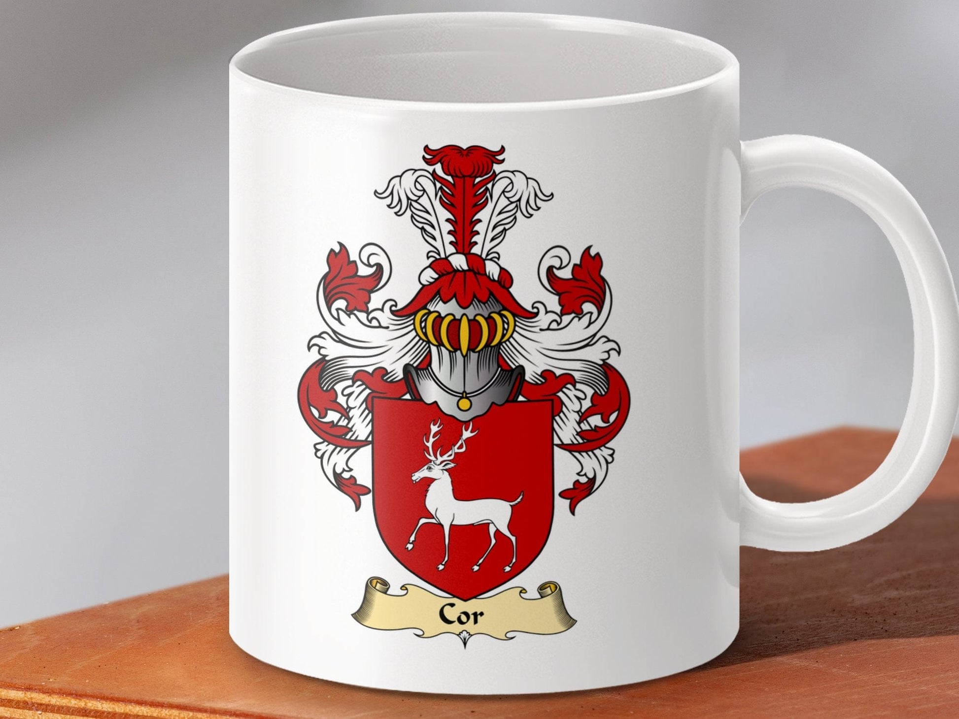 Physical Item 11oz / White Cor Clan Coat Of Arms Scottish Mug