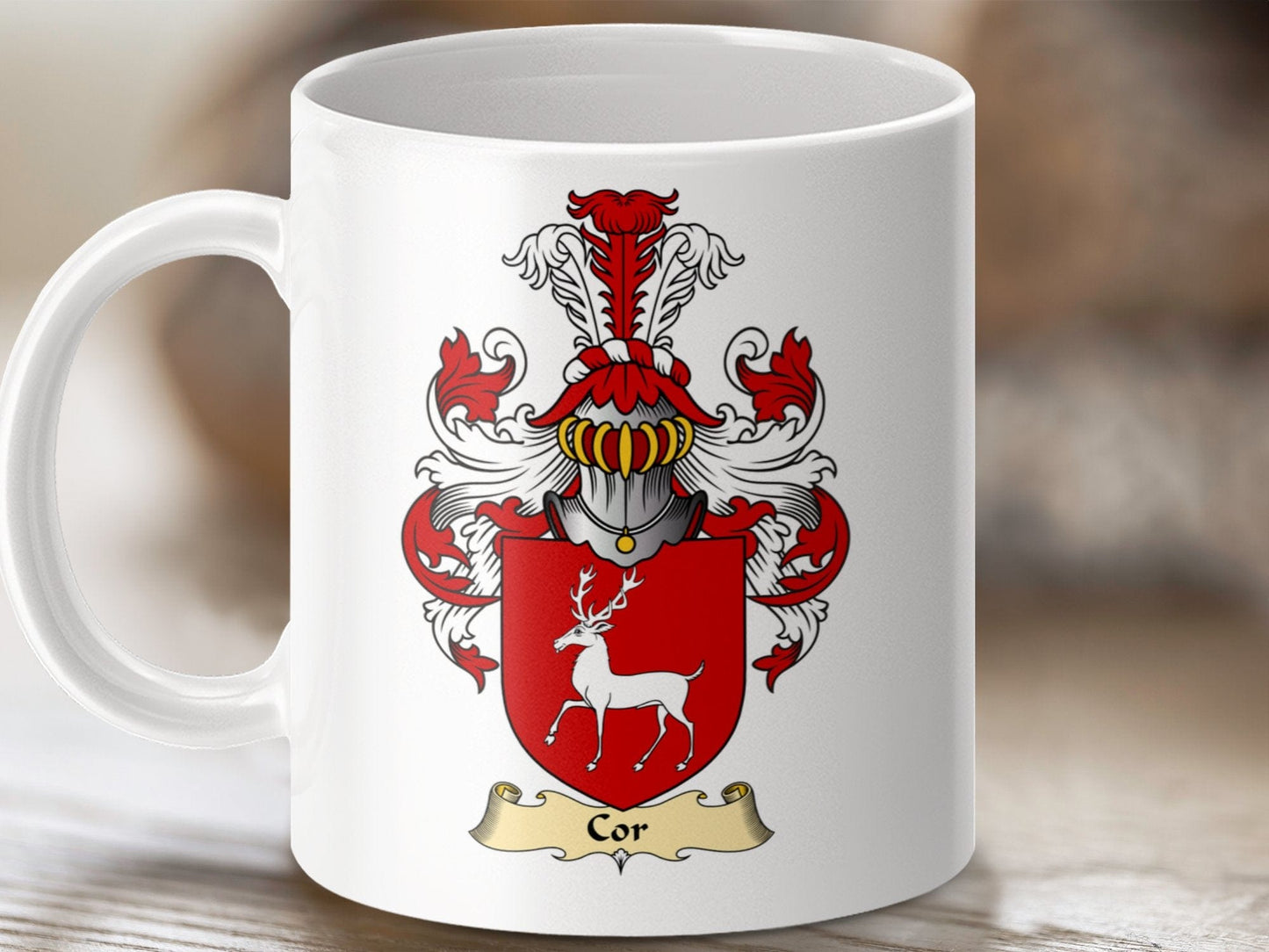 Physical Item 11oz / White Cor Clan Coat Of Arms Scottish Mug